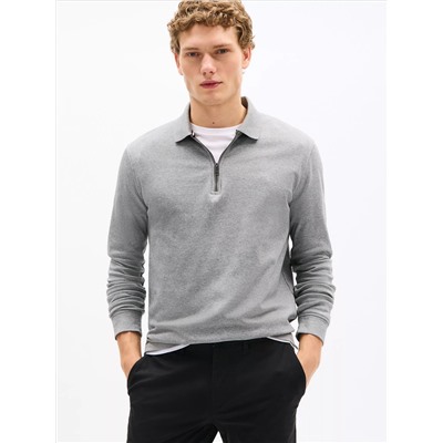 Regular Fit Zip Long-Sleeve Polo