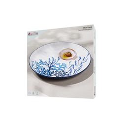 Блюдо, 36 см, керамика К, белое, круглое, Синие кораллы, Blue Coral, 63287