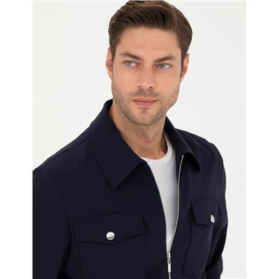 Lacivert Regular Fit Fermuarlı Ceket