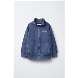 WASHED-EFFECT ZIP-UP SWEATSHIRT