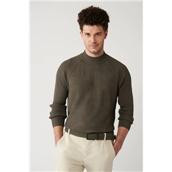 Avva Erkek Haki Yüksek Bisiklet Yaka Kamuflaj Desenli Rayon Standart Fit Normal Kesim Triko Kazak A32y504 A32Y5046