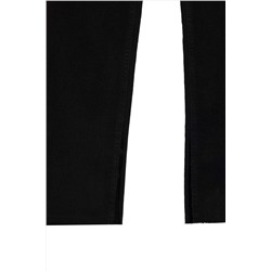 Siyah Yüksek Bel Yırtmaç Detaylı Büyük Beden Jeans TBBAW26CJ00000