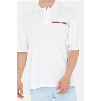 Erkek Beyaz Oversize Polo Yaka Tişört