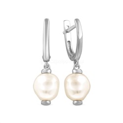 Серьги из серебра с жемчугом Swarovski родированные 925 пробы с4002р-8В