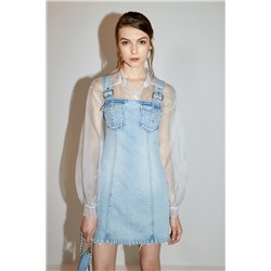 Vestido efecto doble prenda Azul y blanco