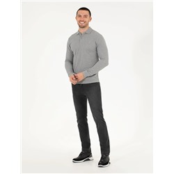 Gri Melanj Slim Fit Basic Sweatshirt