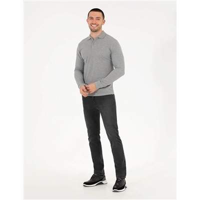 Gri Melanj Slim Fit Basic Sweatshirt