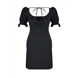 Siyah A-Line Mini Dokuma Elbise TBBSS24AH00017