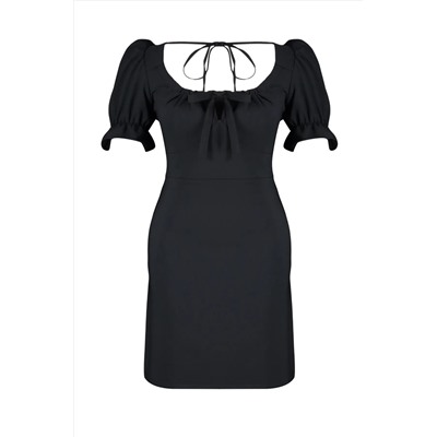 Siyah A-Line Mini Dokuma Elbise TBBSS24AH00017
