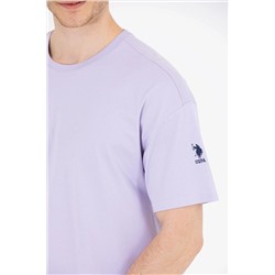 Erkek Lila Oversize Bisiklet Yaka Tişört
