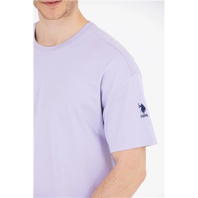 Erkek Lila Oversize Bisiklet Yaka Tişört