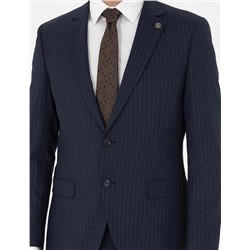 Lacivert Ekstra Slim Fit Çizgili Takım Elbise