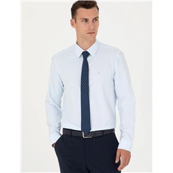 Açık Mavi Slim Fit Uzun Kollu Basic Gömlek