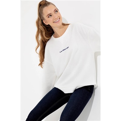 Kadın Ekru Bisiklet Yaka Sweatshirt