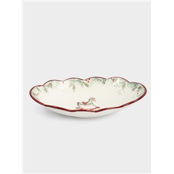 Блюдо, 31х18 см, керамика, овальное, красное, Лошадка, Festival