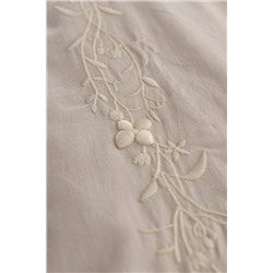 Loris King Size %100 Pamuk Nakışlı Nevresim Takımı - Bej