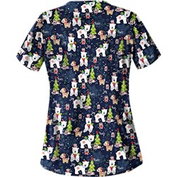 UA Antarctic Christmas Navy Print Scrub Top