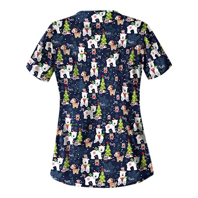 UA Antarctic Christmas Navy Print Scrub Top