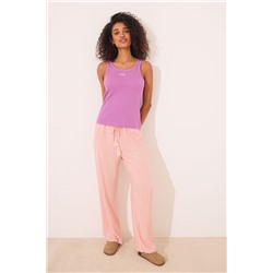 Camiseta tirantes canalé morado