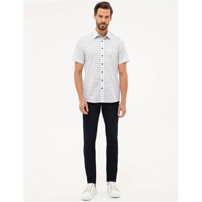 Lacivert Regular Fit Kısa Kollu Gömlek