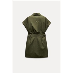 LINEN-BLEND MINI SHIRT DRESS