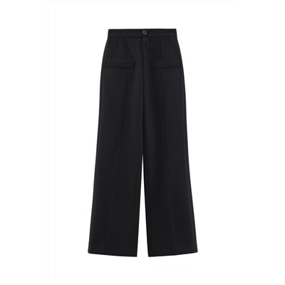 Pantalón palazzo de lana de tiro alto - Negro