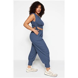Trendyol Curve Indigo Havuç Fit Beli Lastikli Örme Büyük Beden Pantolon TBBSS23AR00002