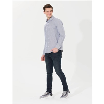Lacivert Slim Fit Uzun Kollu Gömlek