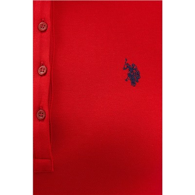 Kadın Kırmızı Polo Yaka Basic Tişört