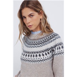 Jersey cenefa jacquard cuello combinado