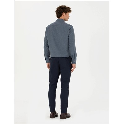 Lacivert Slim Fit Kanvas Pantolon