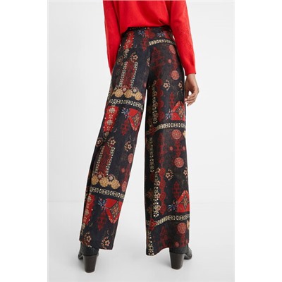 Pantalón ancho cenefas étnicas