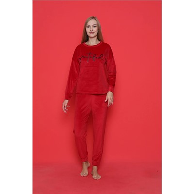 AHENGİM Woman Pijama Takımı Fransız Kadife Paça Kol Manşetli Mevsimlik W20462253 1-2-10001194