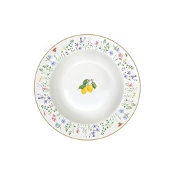 Тарелка суповая, 21,5х3,5 см, фарфор P, белая, Цветы и лимоны, Fleurs et Citrons, 62843