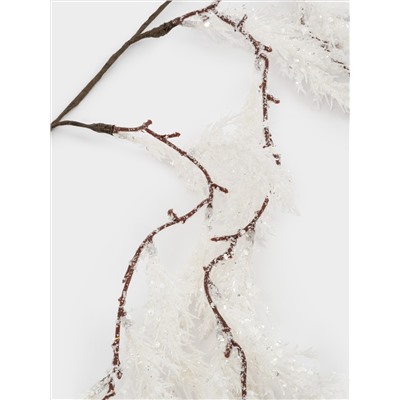 Ветка декоративная, 45 см, пластик/бумага, белая, Заснеженная ветка, Interior silver