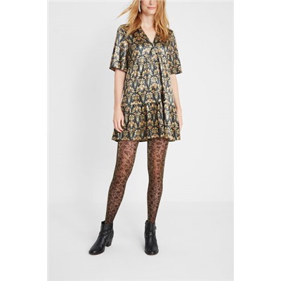 Vestido estampado floral dorado