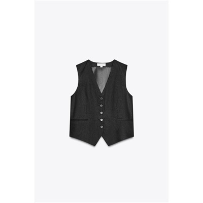 LINEN BLEND TAILORED WAISTCOAT