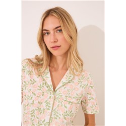 Pijama camisero algodón estampado rosa