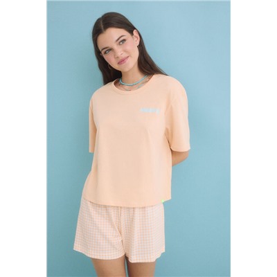 Pijama corto 100% algodón naranja