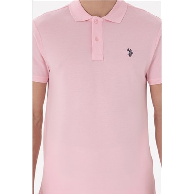 Erkek Slim Fit Polo Yaka Açık Pembe Basic Tişört