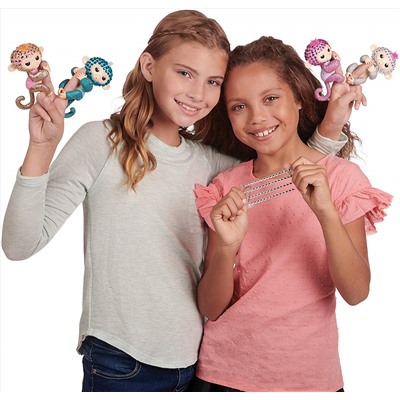 WowWee Fingerlings Monkeys - Fingerblings - Sparkle (White/Silver) - Friendly Interactive Toy