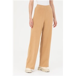 Kadın Kum Melanj Loose Fit Triko Pantolon