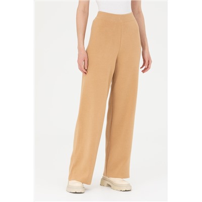 Kadın Kum Melanj Loose Fit Triko Pantolon