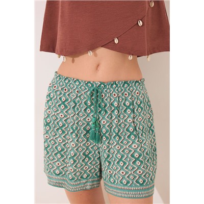 Pantalón corto viscosa estampado geométrico