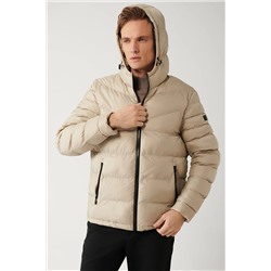 Avva Erkek Bej Su İtici Rüzgar Geçirmez Kapitone Kapüşonlu Comfort Fit Rahat Kesim Şişme Mont E006011