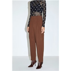 Pantalón cargo de tiro alto Marrón