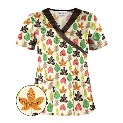 UA Leaf Of Faith Espresso Mock Wrap Scrub Top