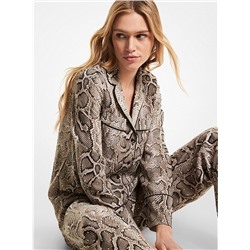 MICHAEL MICHAEL KORS Embellished Snake Crushed Crepe Pajama Shirt
