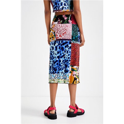 Falda midi patch digital
