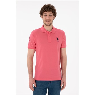 Erkek Slim Fit Polo Yaka Pembe Basic Tişört